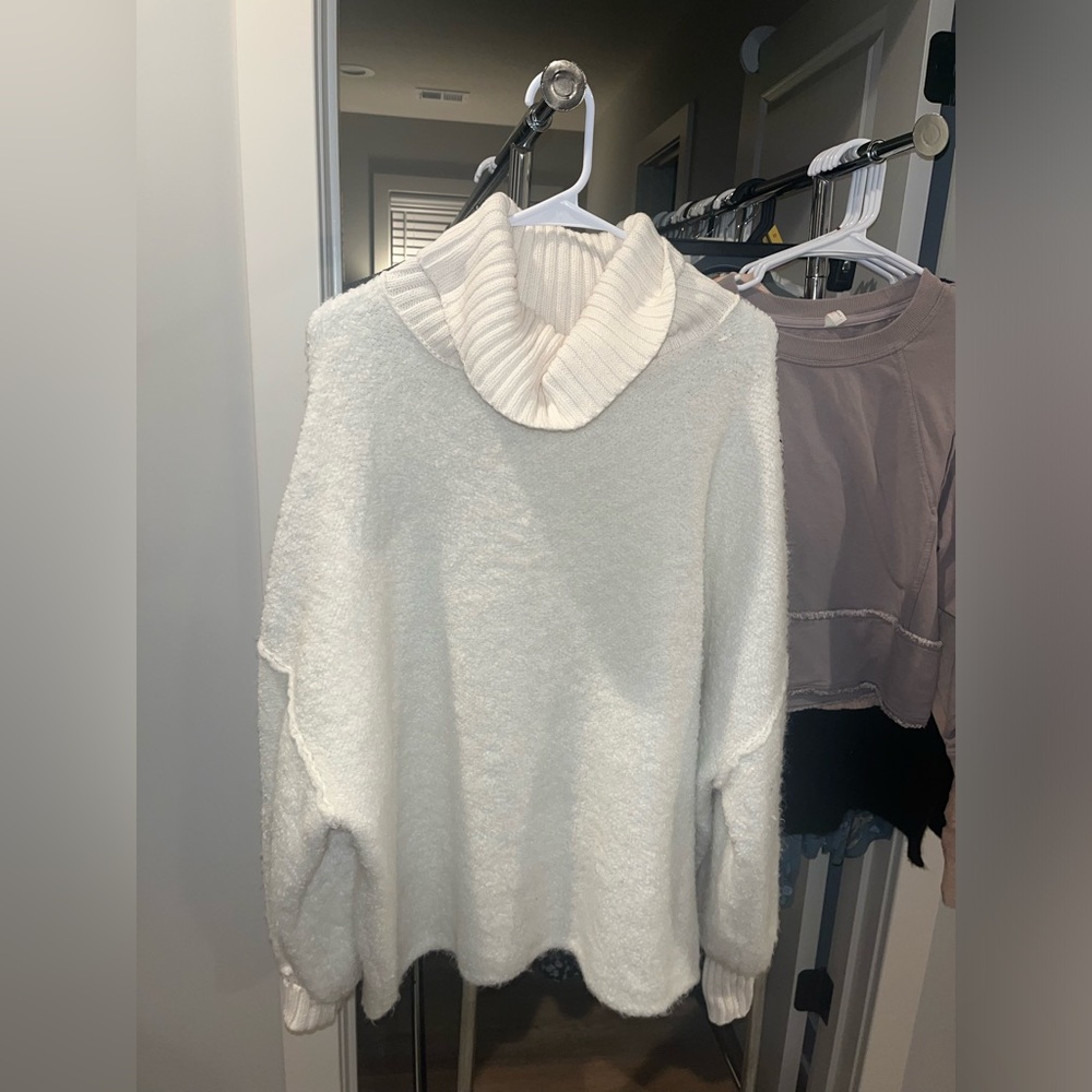 Free people cream cowl neck sweater